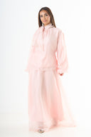 Glossy tie-back blouse - Pink