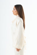 Glossy tie-back blouse - Cream