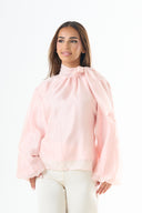 Glossy tie-back blouse - Pink