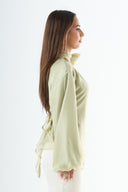 Glossy tie-back blouse - Green
