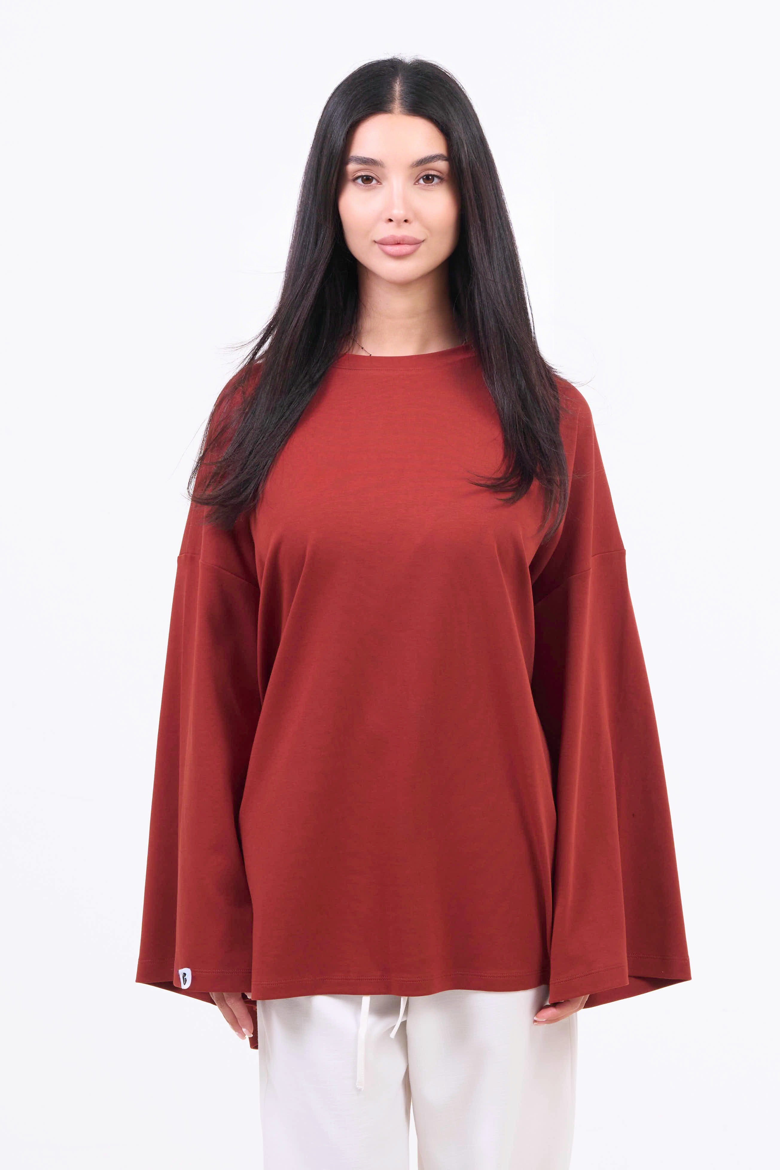 Heavyweight Oversized Long-Sleeved T-shirt - Orange