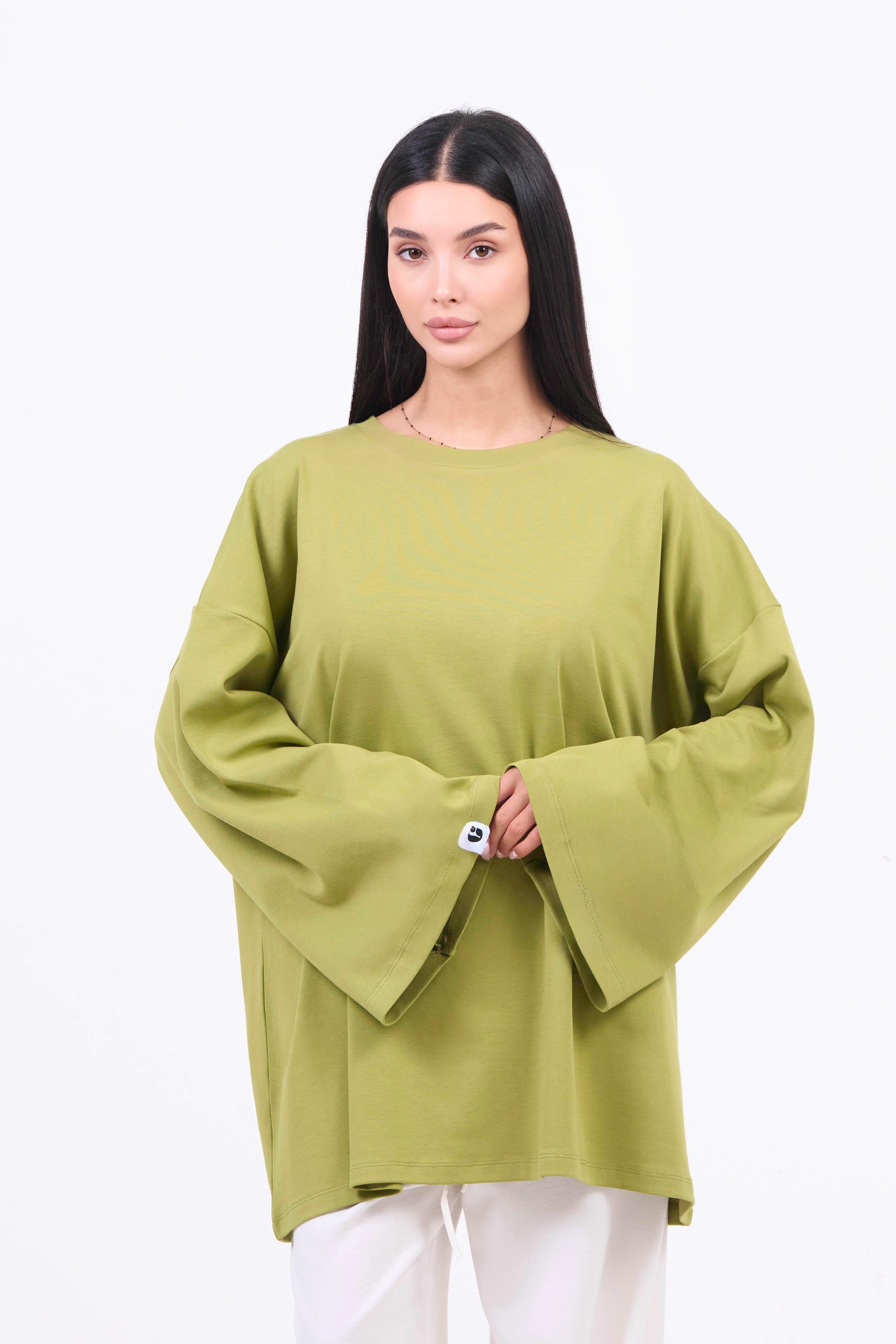 Heavyweight Oversized Long-Sleeved T-shirt - Pistachio-4
