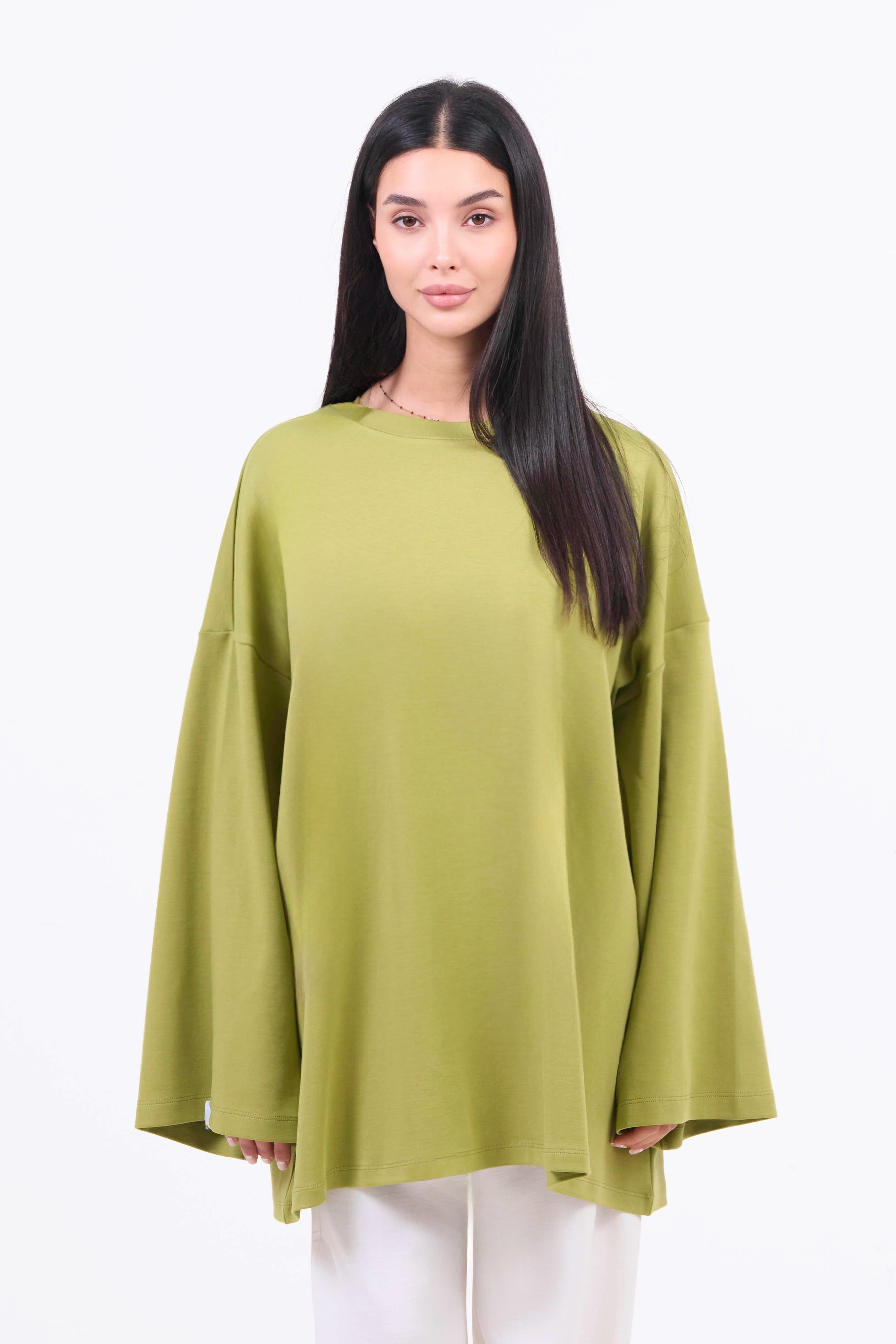 Heavyweight Oversized Long-Sleeved T-shirt - Pistachio-5