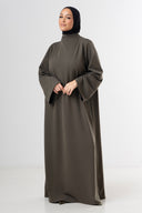 High Neck Abaya - Khaki