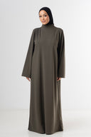 High Neck Abaya - Khaki