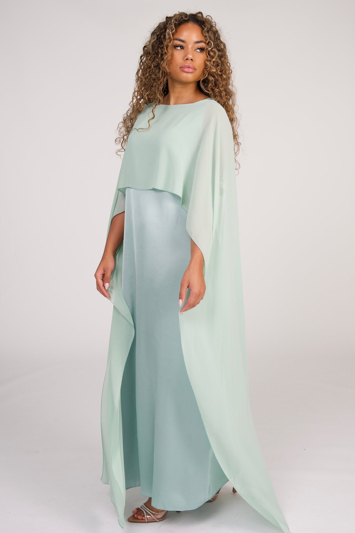 Baby Blue Dubai Dress | Sleeveless Satin Dress