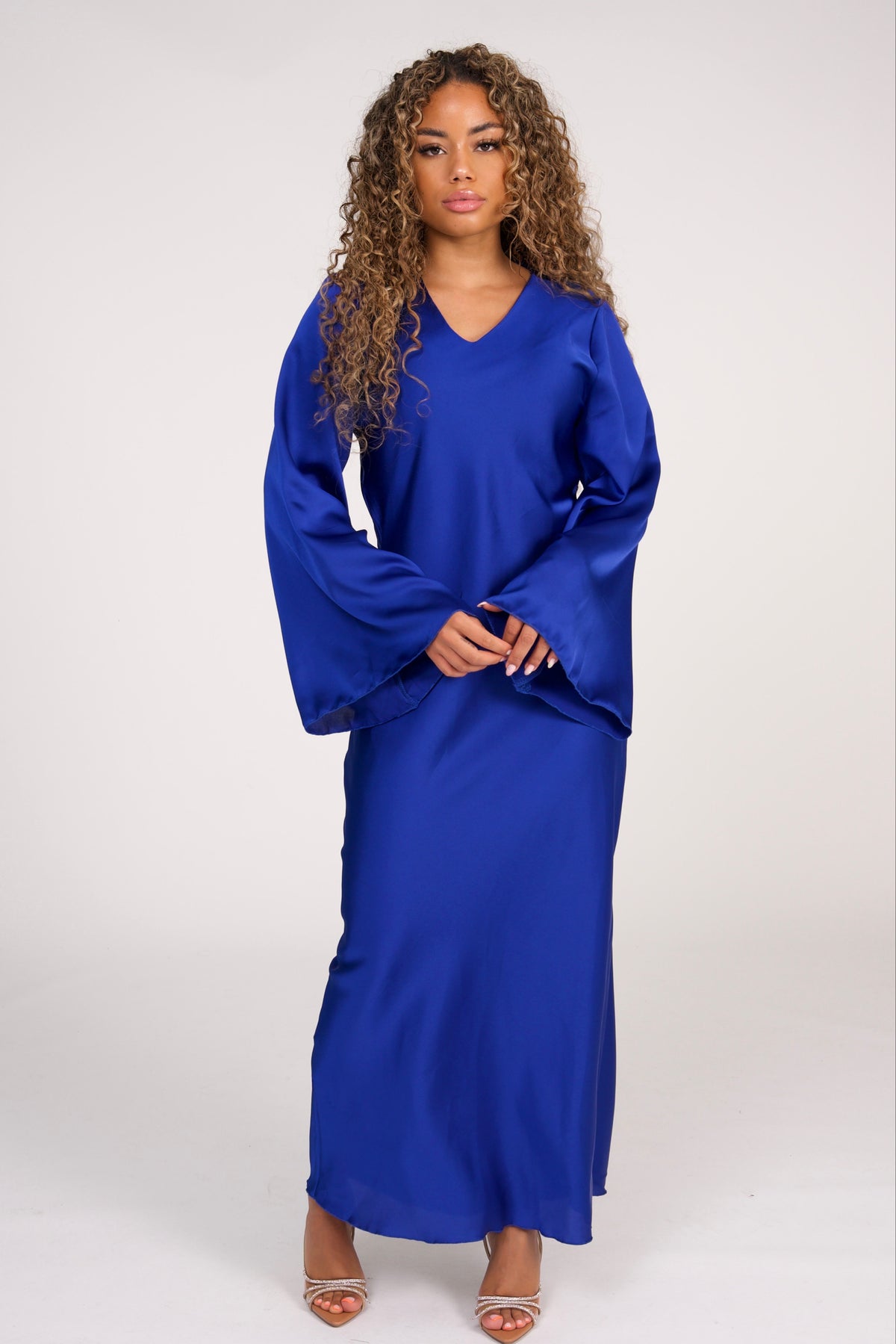 Satin Dress with Long Sleeves