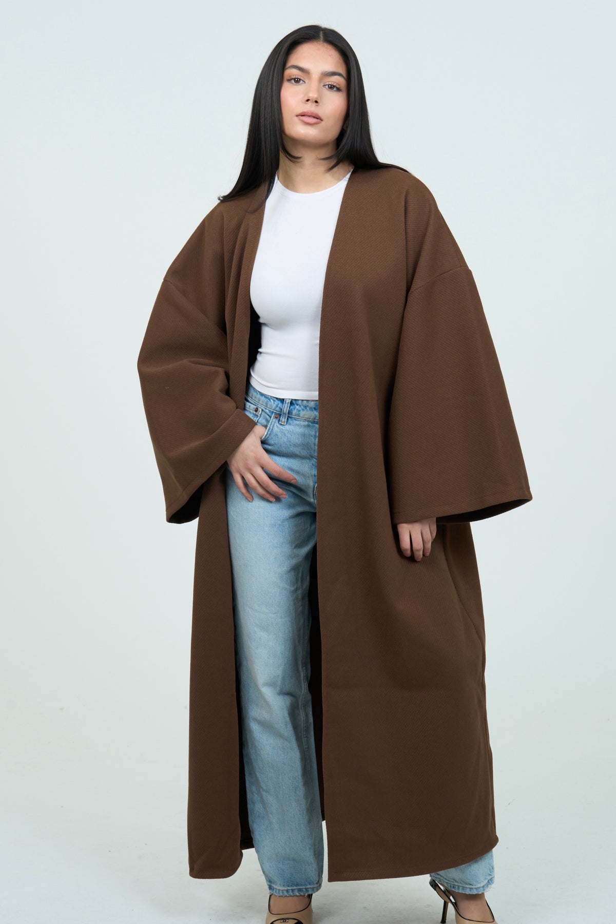 Brown Long Kimono | Thick Material