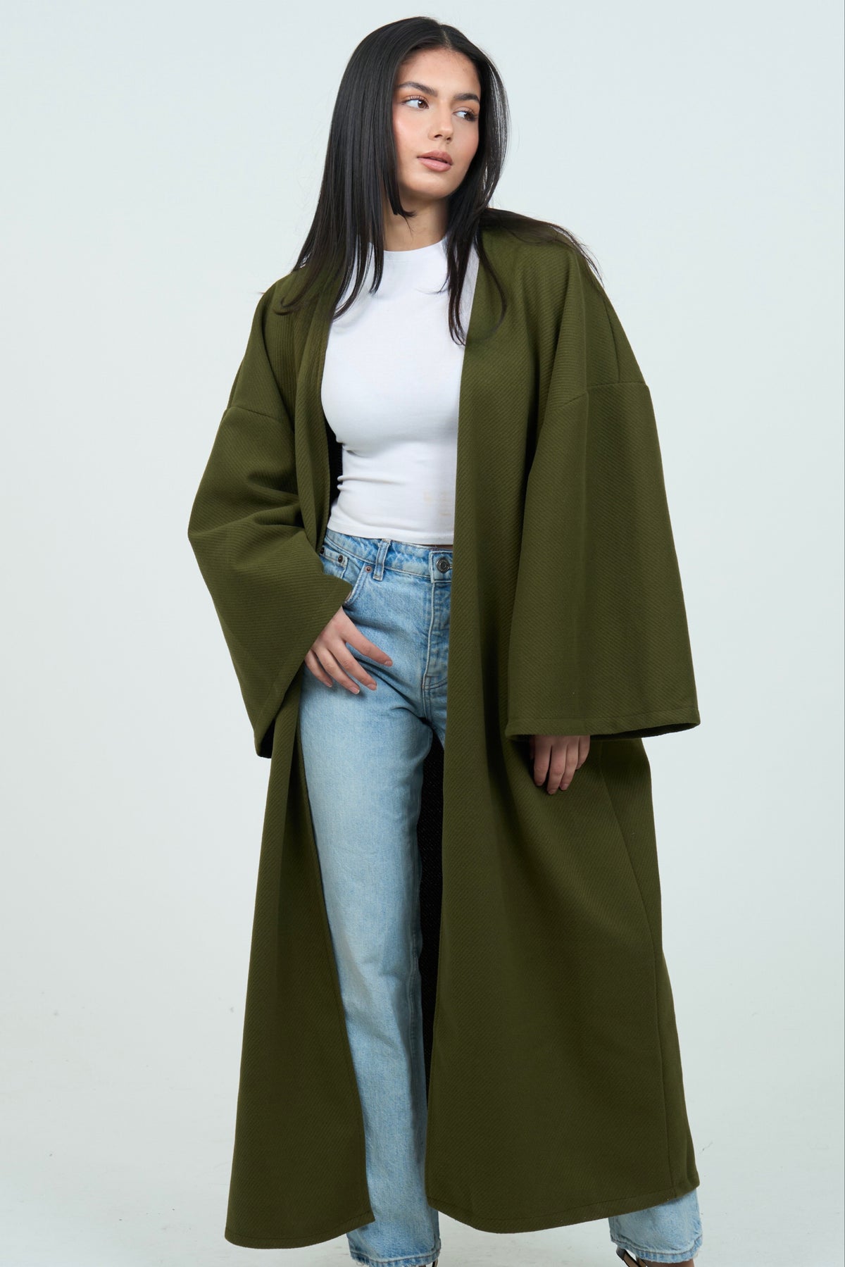 Green Long Kimono | Thick Material
