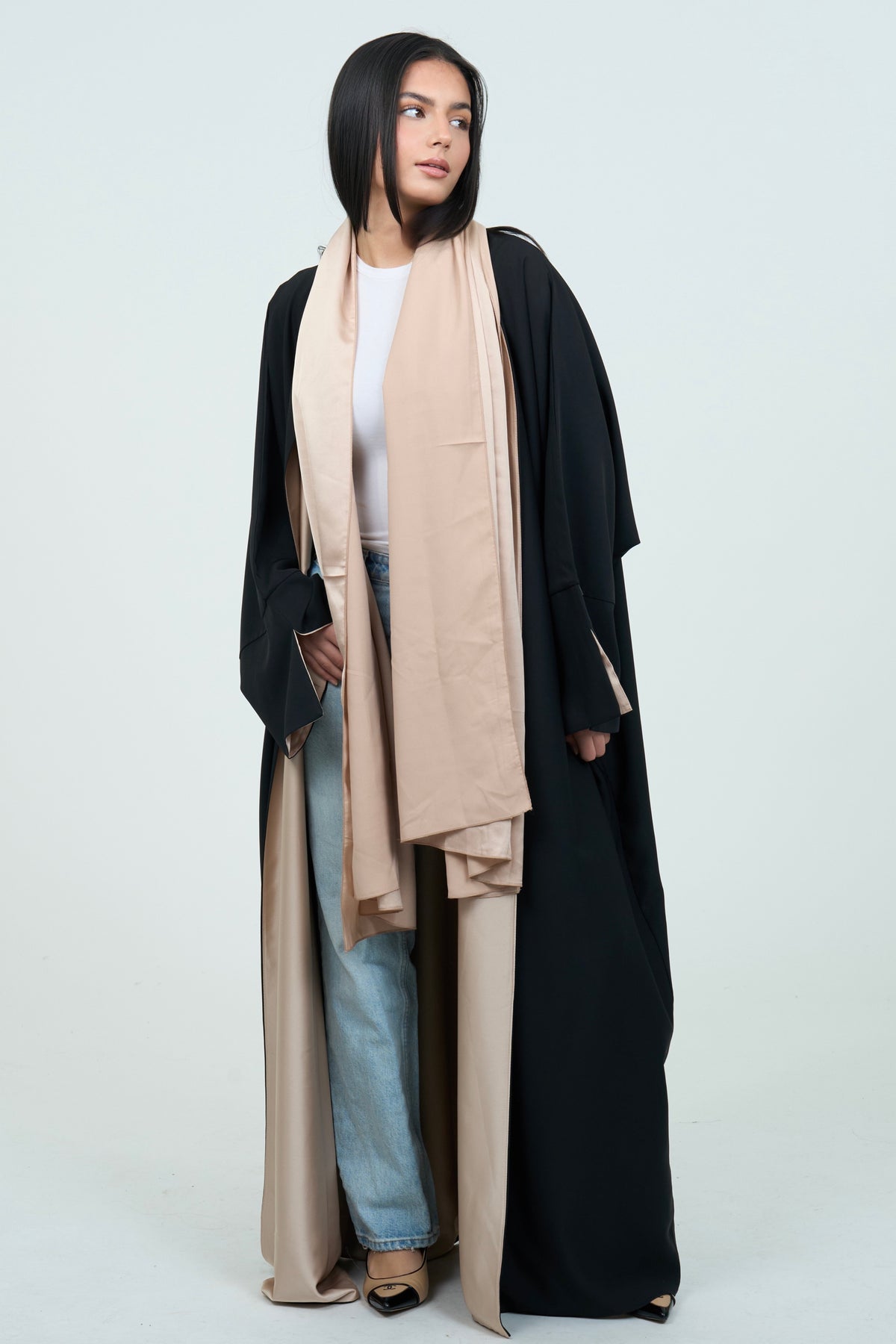 Double-sided Black Abaya | 3-piece abaya