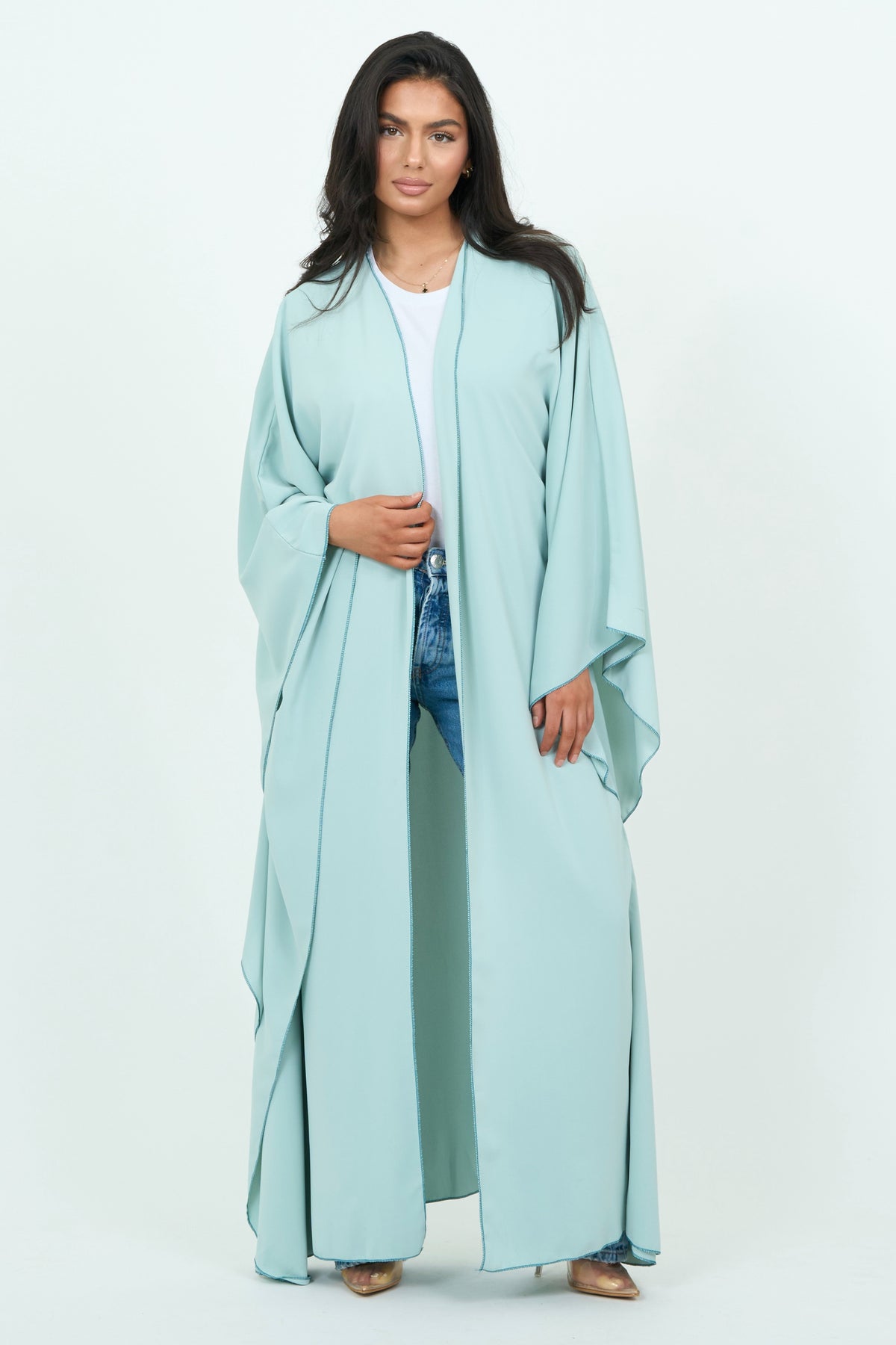 Baby Blue Abaya With Sleeves