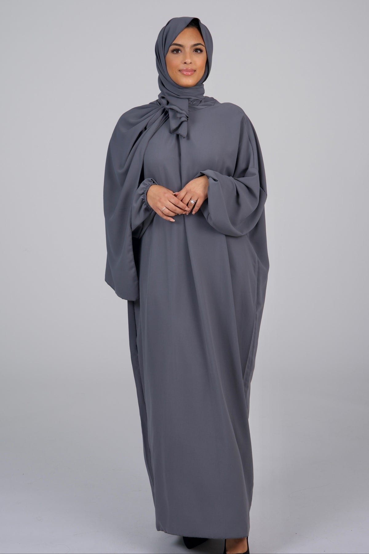 Dark Grey Abaya With Scarf