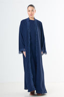 Lace Abaya Set - Navy