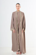 Lace Abaya Set - Taupe