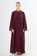 Lace Abaya Set - Wine