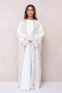 Luxury Embroidered Abaya Set - White