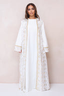 Luxury Embroidered Abaya Set - White