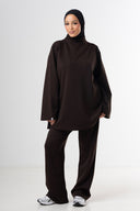 Modest High Neck Set - Dark Brown