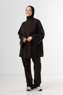 Modest High Neck Set - Dark Brown