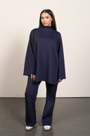 Modest High Neck Set - Navy