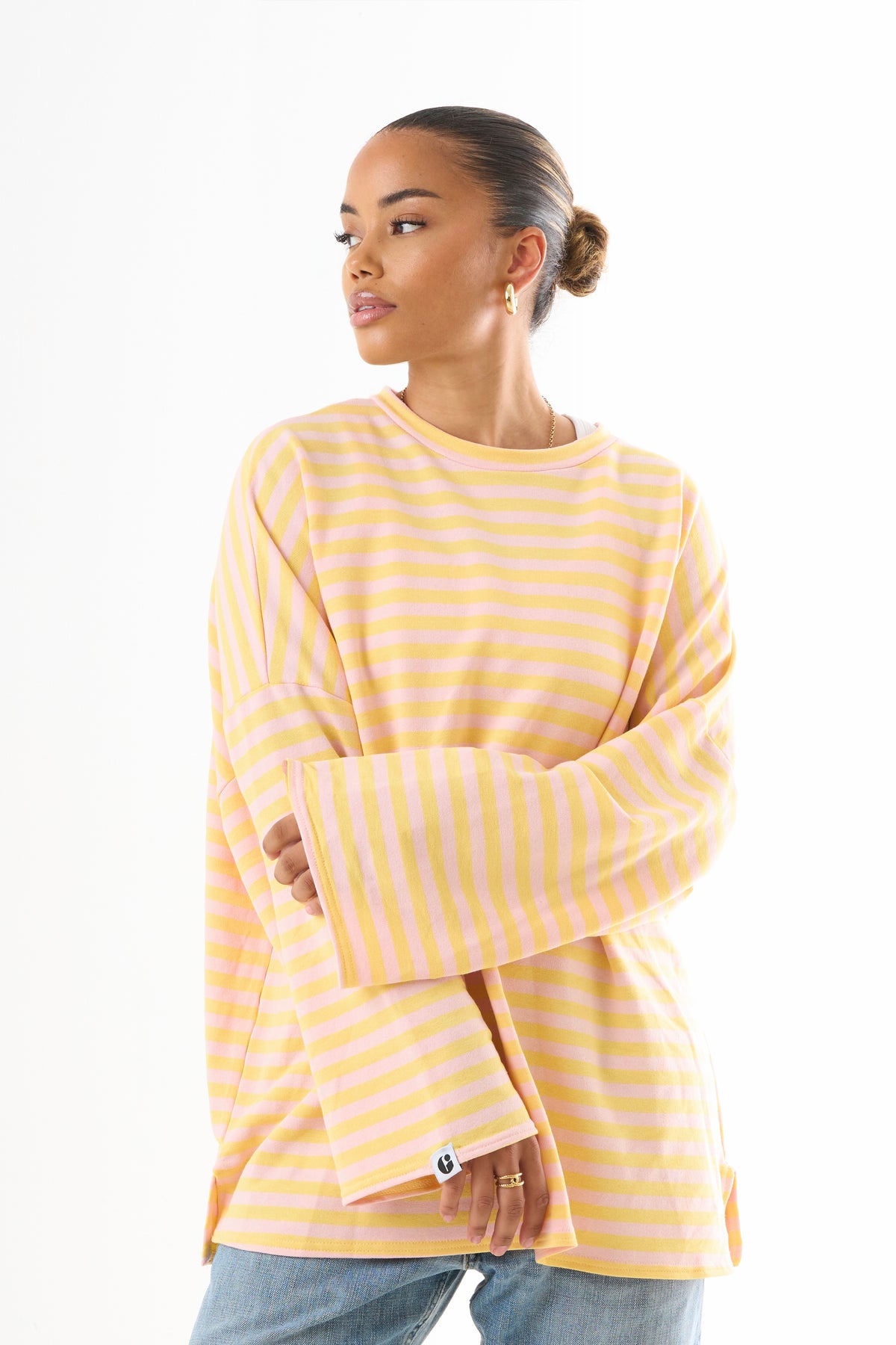 Oversized Long-Sleeved T-shirt - Lemon Pink-1