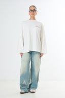 Oversized Long-sleeved T-shirt Embroidered - White