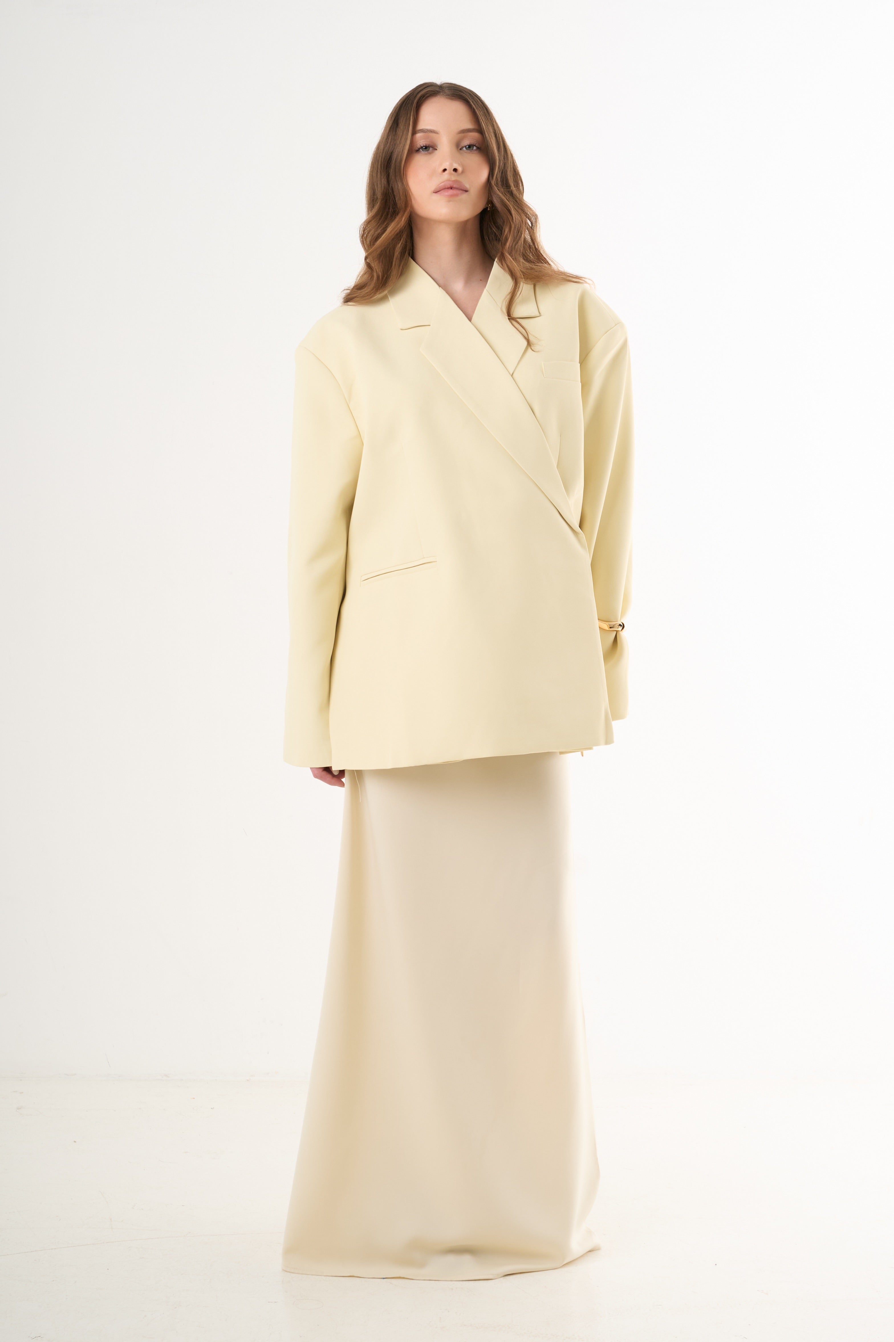 Boxy Oversized Blazer - Butter Yellow-3