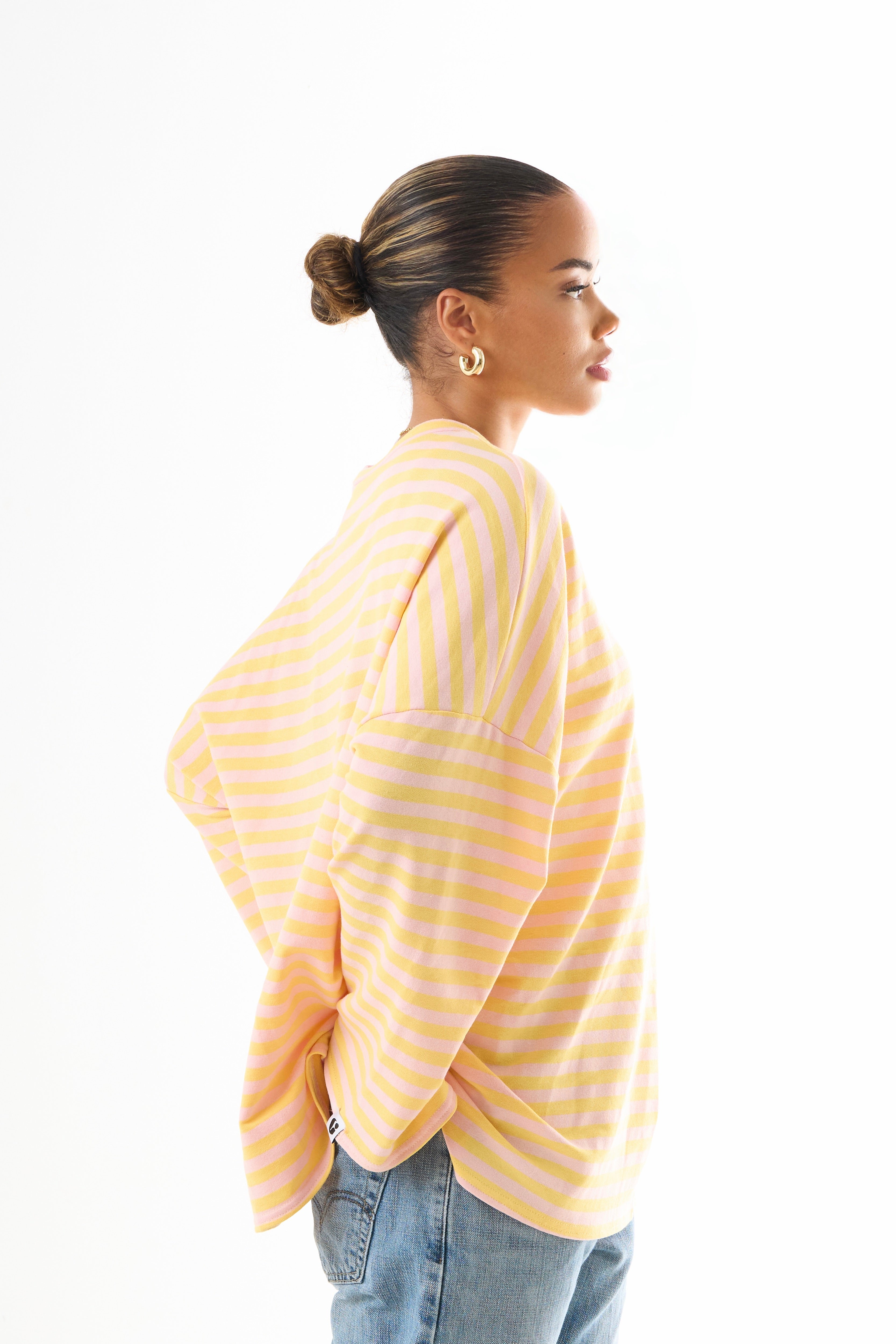 Oversized Long-Sleeved T-shirt - Lemon Pink-2