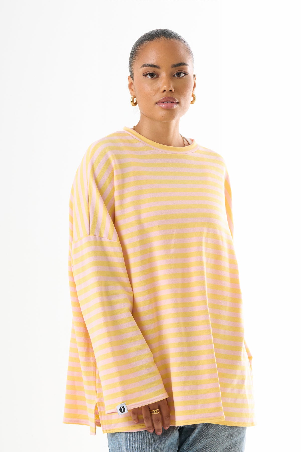 Oversized Long-Sleeved T-shirt - Lemon Pink-3
