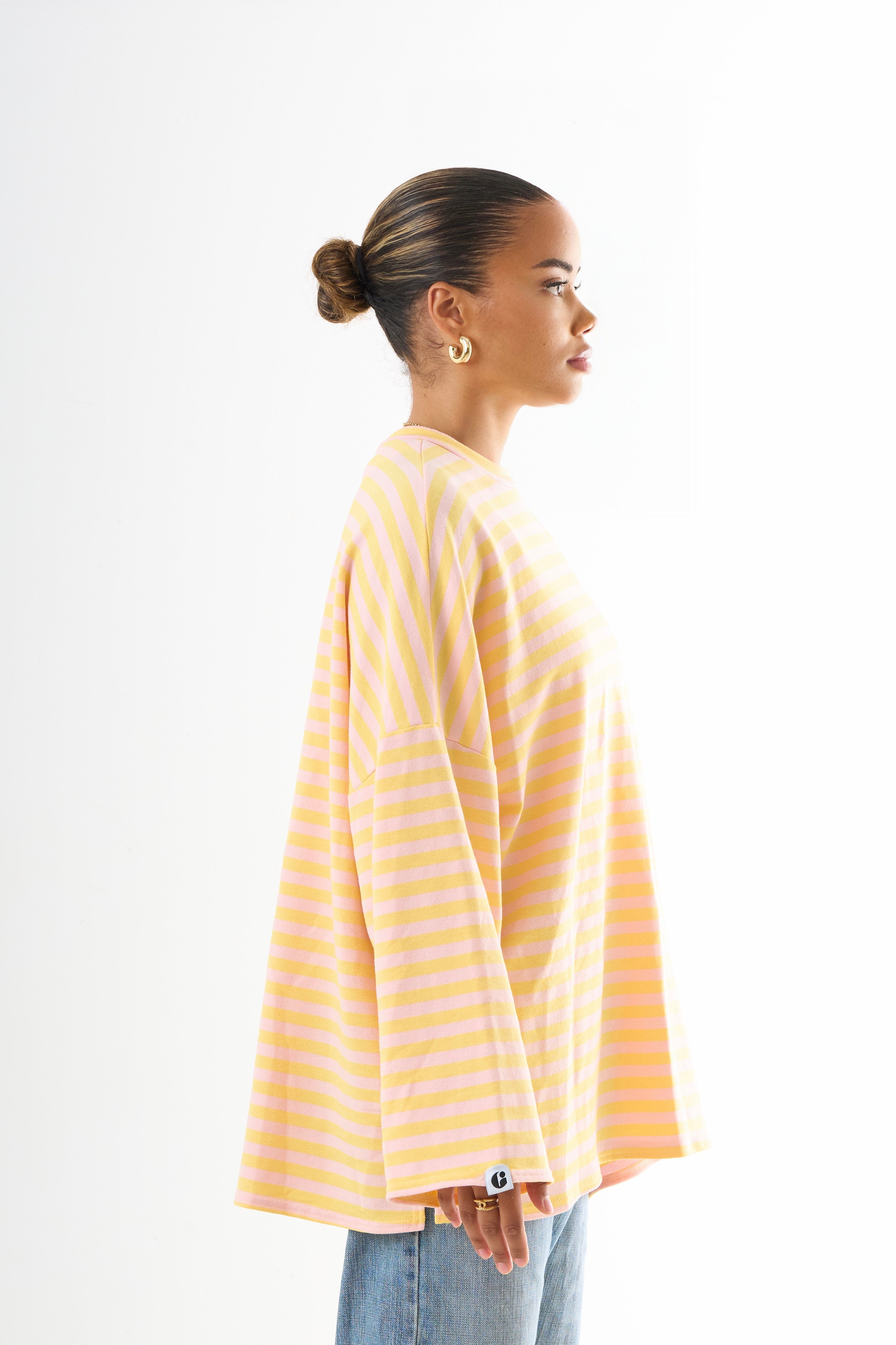 Oversized Long-Sleeved T-shirt - Lemon Pink-4