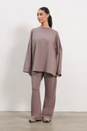 Oversized Long-sleeved T-shirt - Taupe