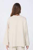 Oversized Long-sleeved T-shirt - Beige