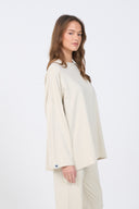 Oversized Long-sleeved T-shirt - Beige