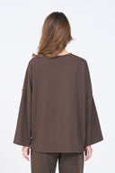 Oversized Long-sleeved T-shirt - Brown