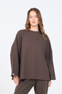 Oversized Long-sleeved T-shirt - Brown