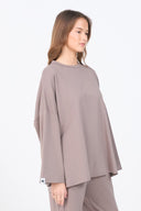 Oversized Long-sleeved T-shirt - Taupe