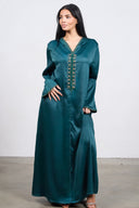 Pearl Line Djellaba Dress – Dark Green