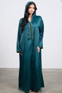 Pearl Line Djellaba Dress – Dark Green