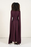 Pearls Dress With Long Sleeves - Burgundy