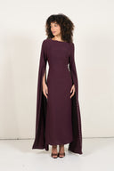 Pearls Dress With Long Sleeves - Burgundy