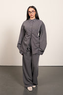 Pinstripe Oversized Blouse – Grey