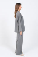 Grey cotton wide-leg pants for women | Relaxed loungewear pants 100% cotton