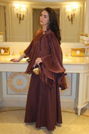 Ruffle Poncho- Aubergine