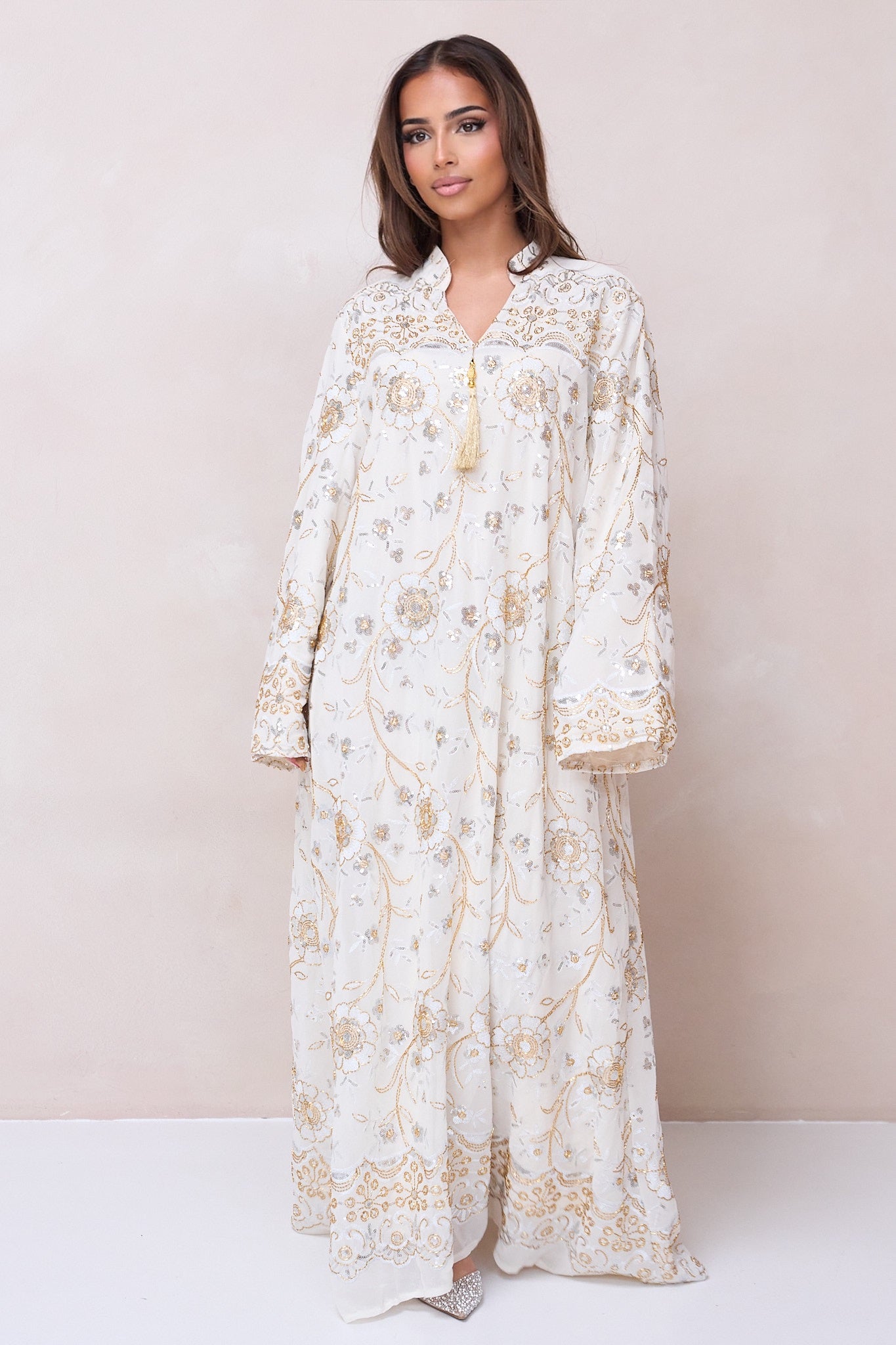 Sultana Gold Abaya - Beige-1