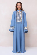 Sultana Mirror Detail Abaya - Blue