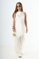 The Lace Halter Top - Cream