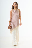 The Lace Halter Top - Mocha