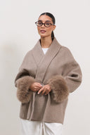 The Luxe Wool Wrap Coat - Taupe