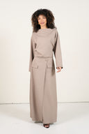 Two-Piece Wrap Skirt Set - Taupe