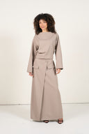 Two-Piece Wrap Skirt Set - Taupe